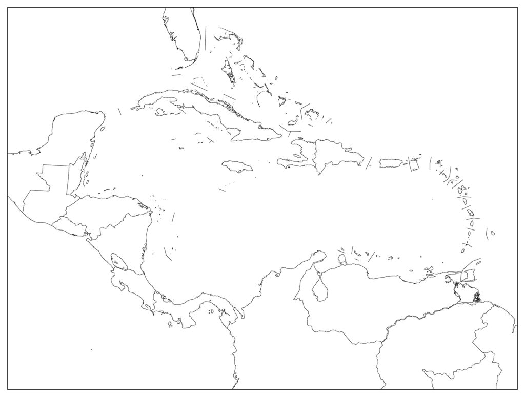 中部アメリカ地域-白地図-国境あり