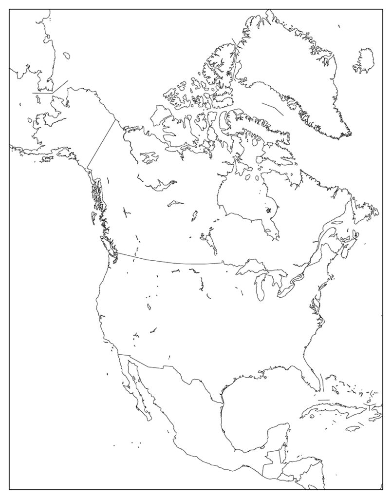 北アメリカ地域-白地図-国境あり