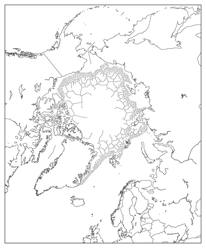 北極地域-白地図-国境あり