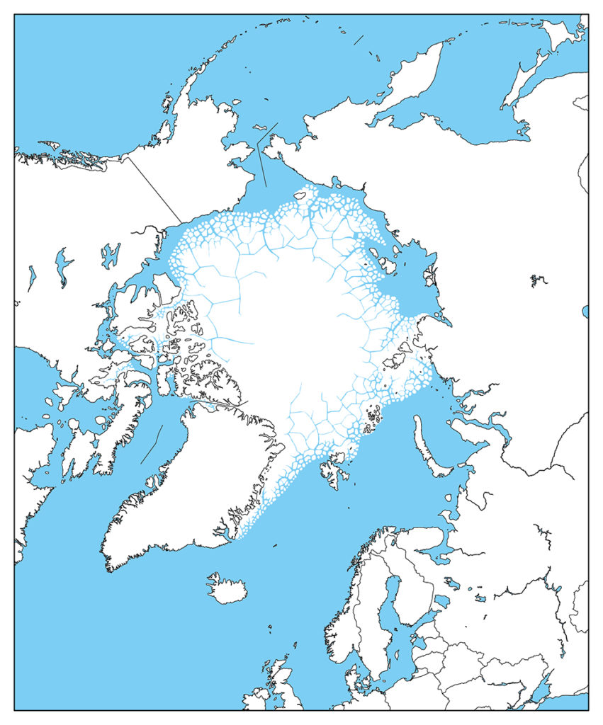 北極地域-白地図-国境あり-海