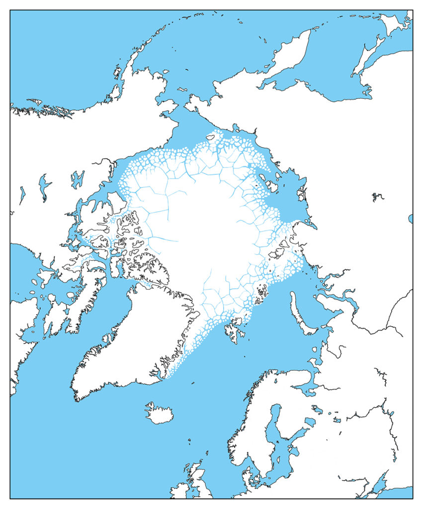 北極地域-白地図-国境なし-海
