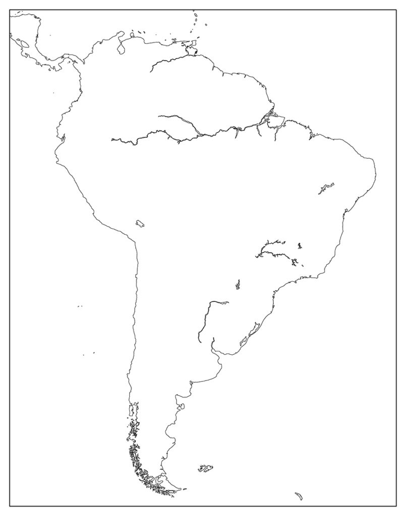 南アメリカ地域-白地図-国境なし