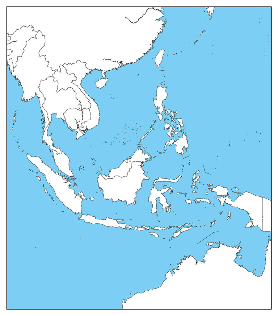 東南アジア地域-白地図-国境あり-海