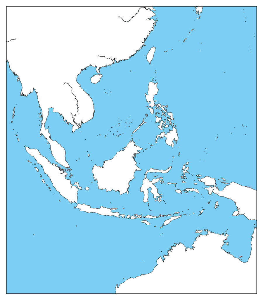 東南アジア地域-白地図-国境なし-海