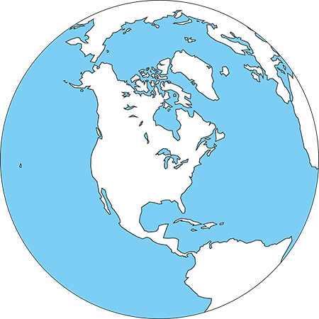 正射図法-北アメリカ-白-海