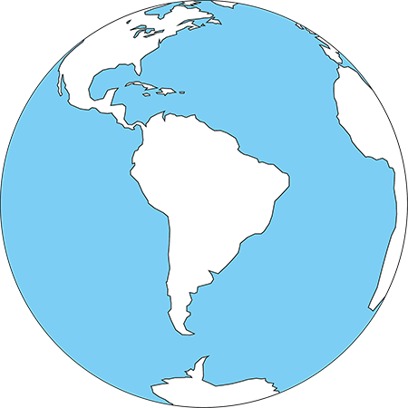 正射図法-南アメリカ-白-海