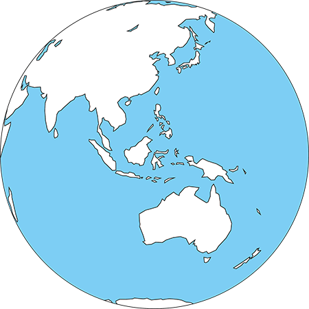 正射図法-東南アジア-白-海
