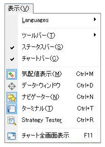 プルダウンメニューの表示