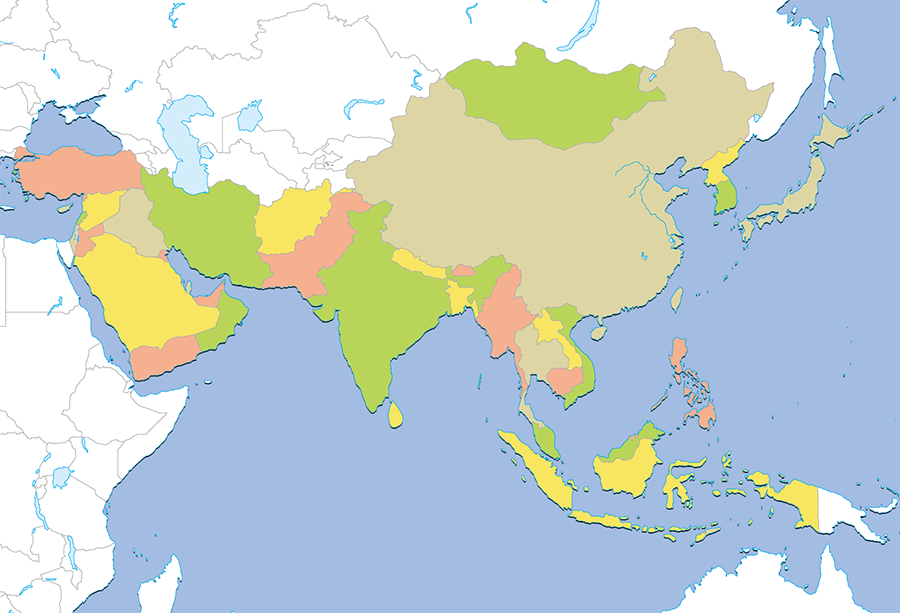 上選択 アジア の 地図 国名 入り 幼児 小学生 中学生の無料知育教材 無料学習教材プリント