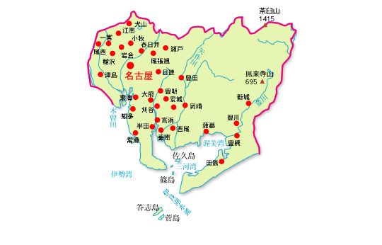 愛知県の地図