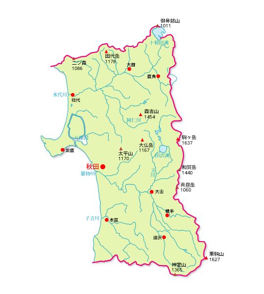 秋田県の地図