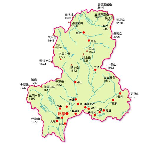 岐阜県の地図