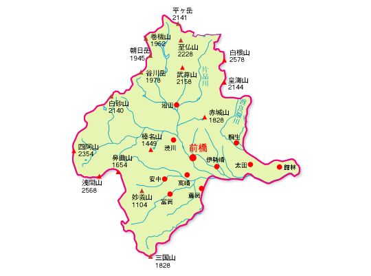 群馬県の地図