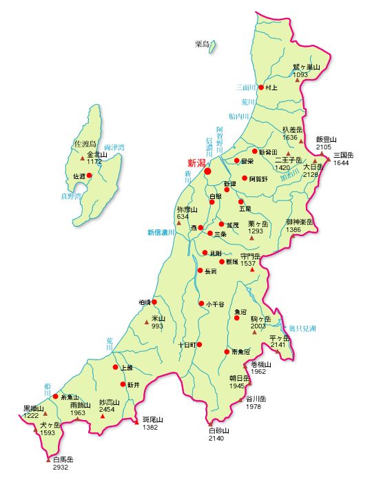 新潟県の地図