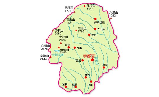 栃木県の地図