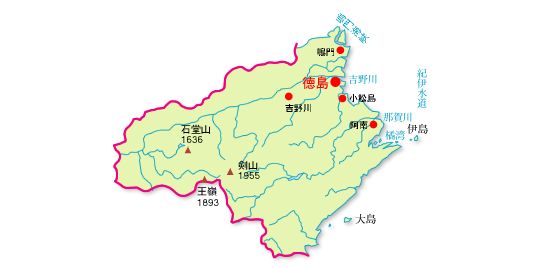 徳島県の地図