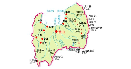 富山県の地図