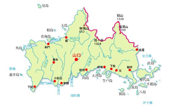 山口県の地図