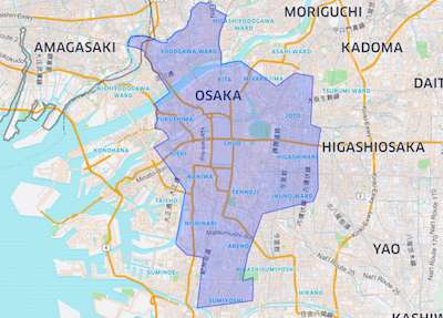 Uber Eats（ウーバーイーツ）大阪エリアマップ画像