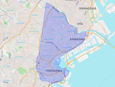 Uber Eats（ウーバーイーツ）横浜・川崎エリアマップ画像