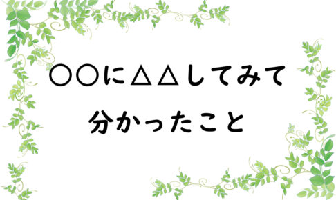 ○○に△△してみて分かったこと