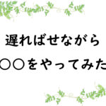 遅ればせながら○○をやってみた
