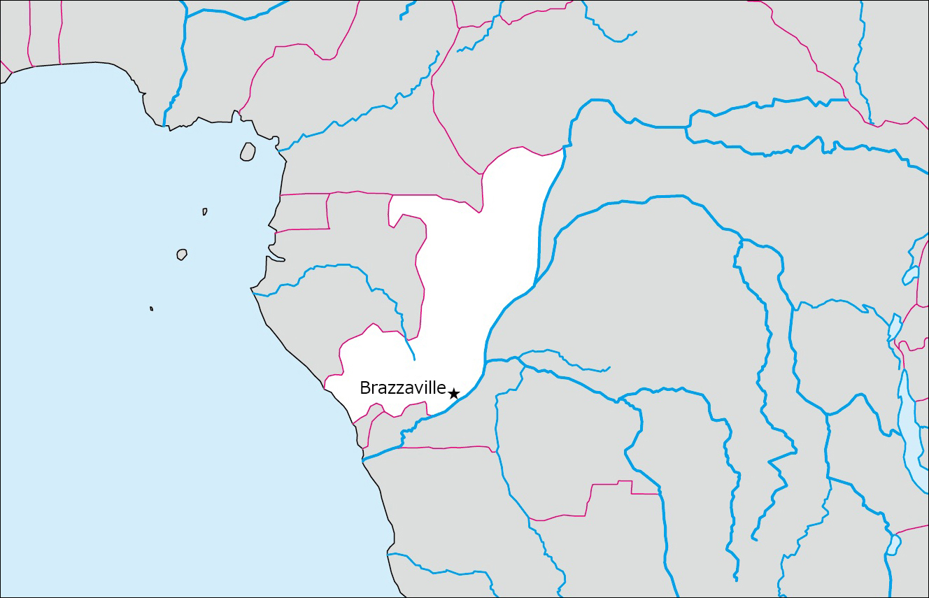 Free blank map of Republic of Congo (with Capital) image