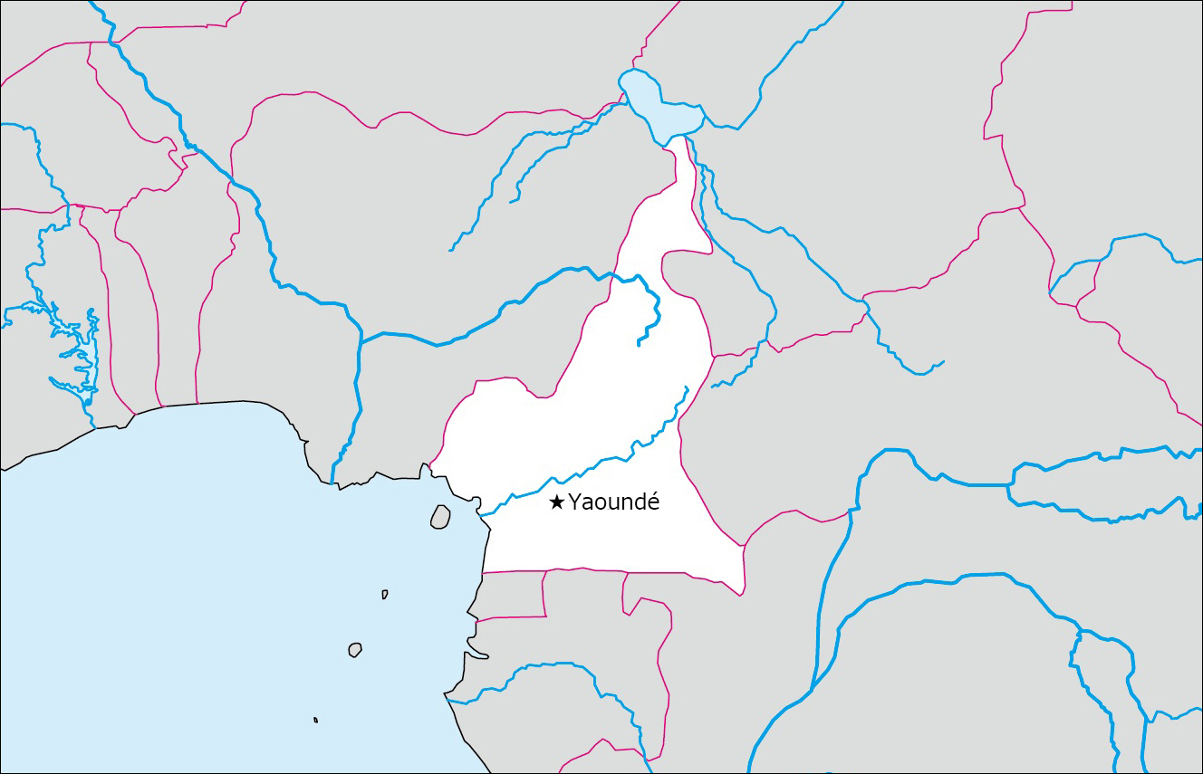 Free blank map of Cameroon (with Capital) image