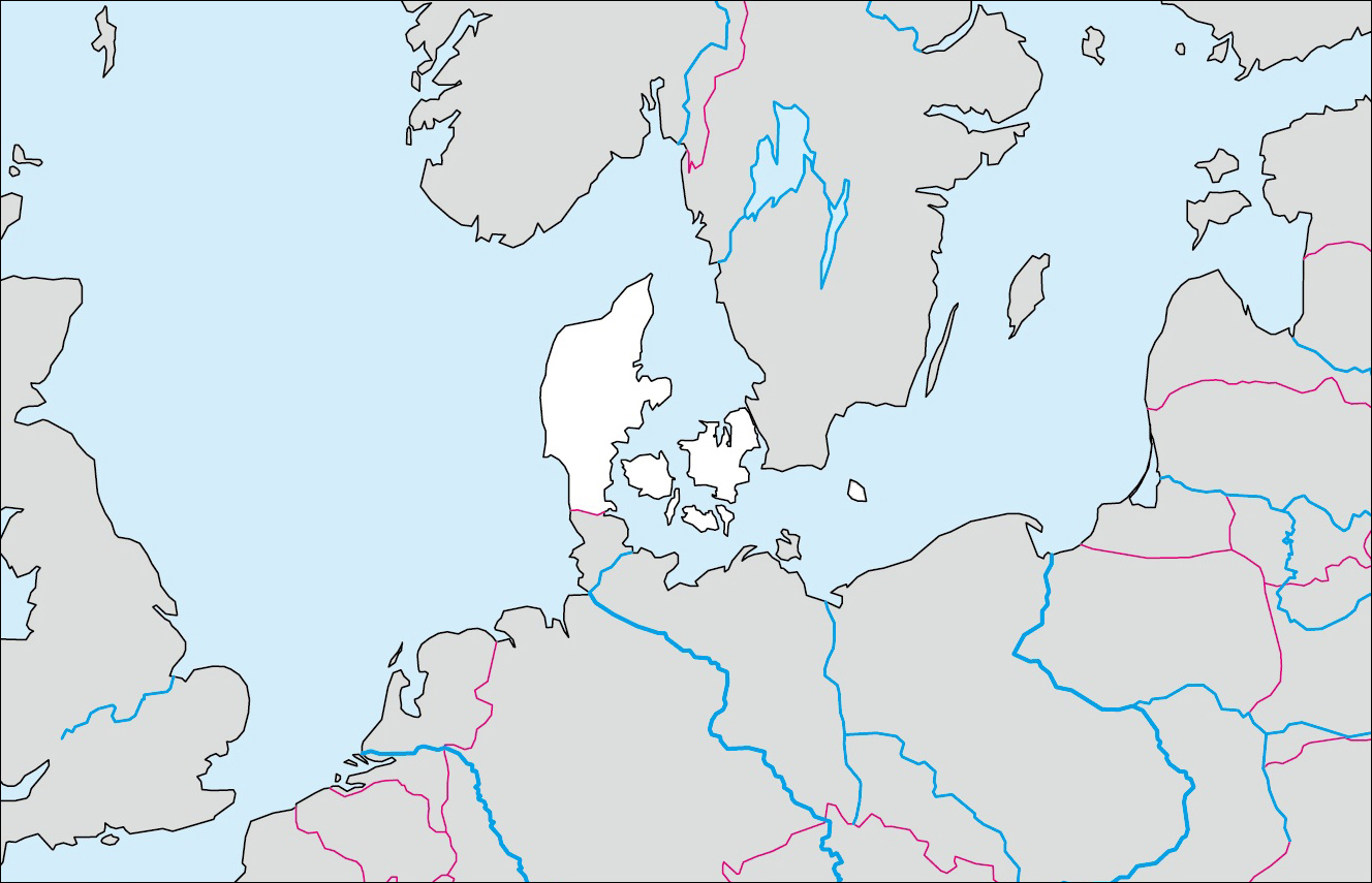 Free blank map of Denmark image