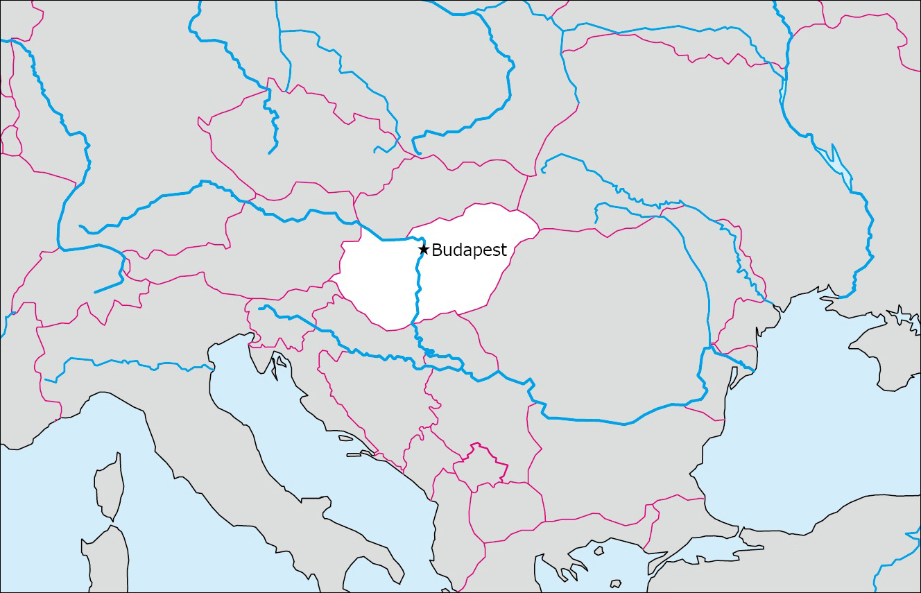 Free blank map of Hungary (with Capital) image