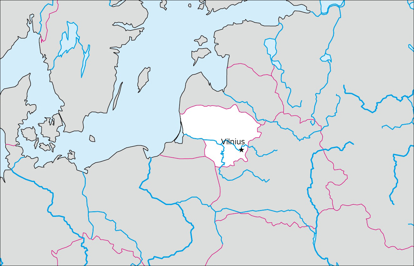 Free blank map of Lithuania (with Capital) image