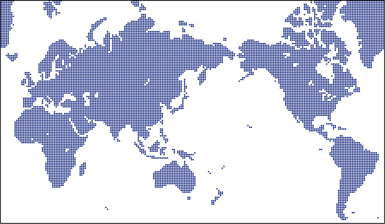 Miller projection dot map (Small dots) image