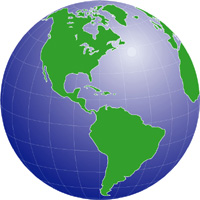 正射図法グラデ地図(アメリカ中心)の小さい画像