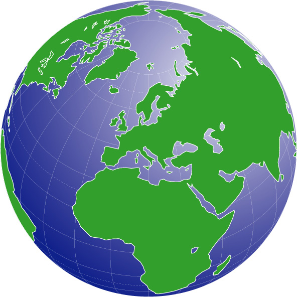 Orthographic projection gradation map (Europe center) image