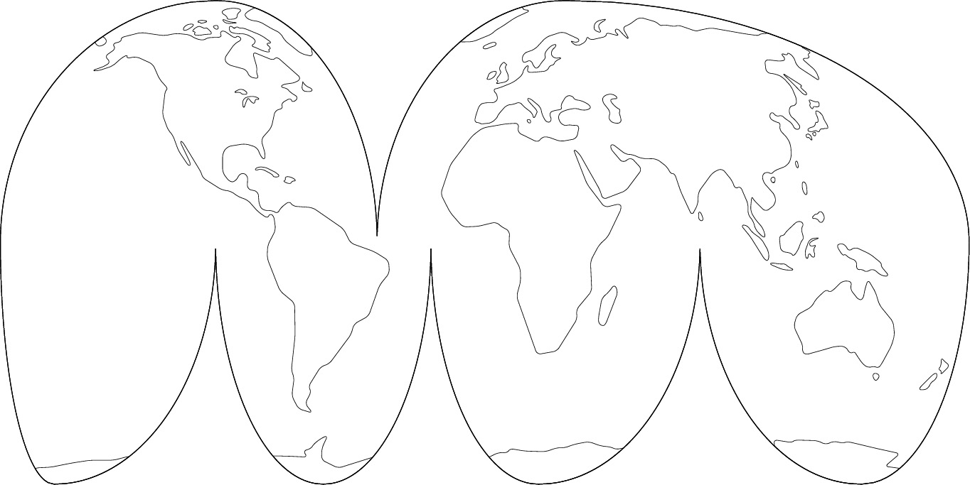 Goode homolosine projection blank map (Round corner 2) image