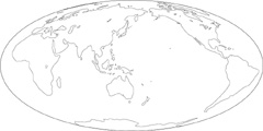 モルワイデ図法白地図(陸地単純化角丸)の小さい画像