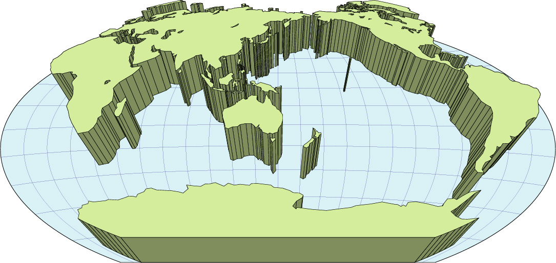 Winkel projection map (three-dimensional diagonal) image