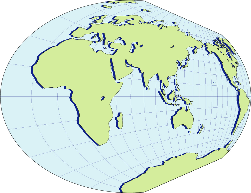 Winkel projection map (Diagonally to the left) image