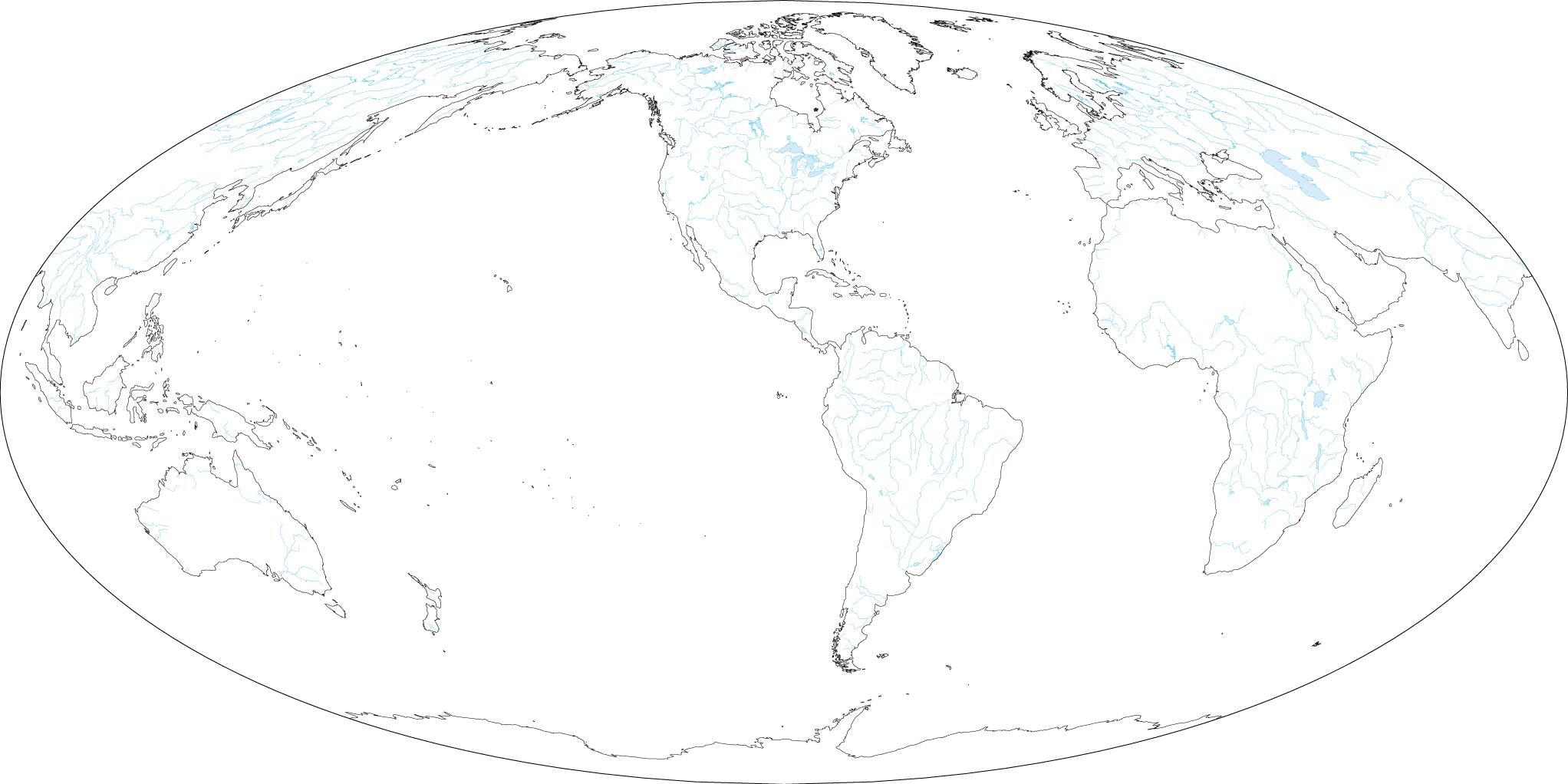 Mollwide projection - America center (Without borders) image