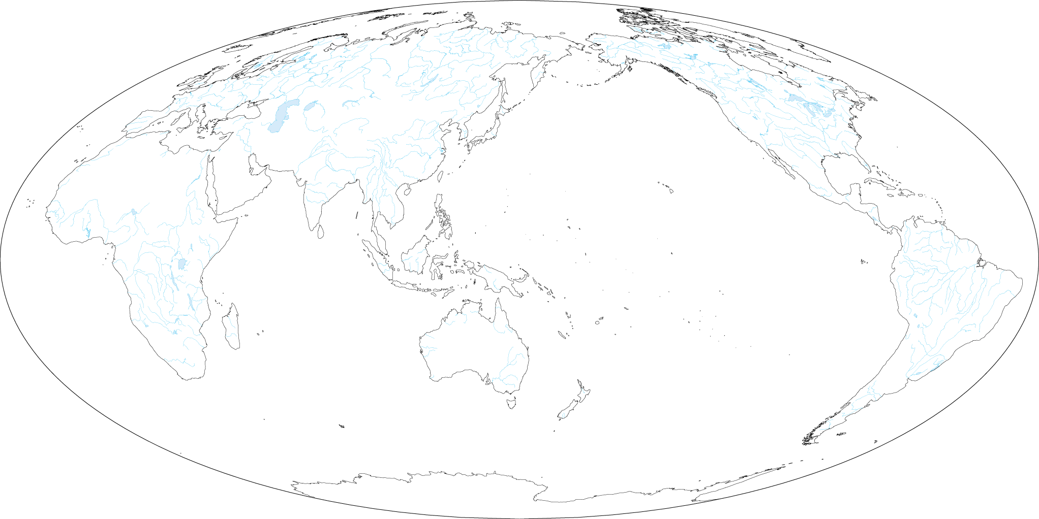 Mollwide projection - Asia center (Without borders) image