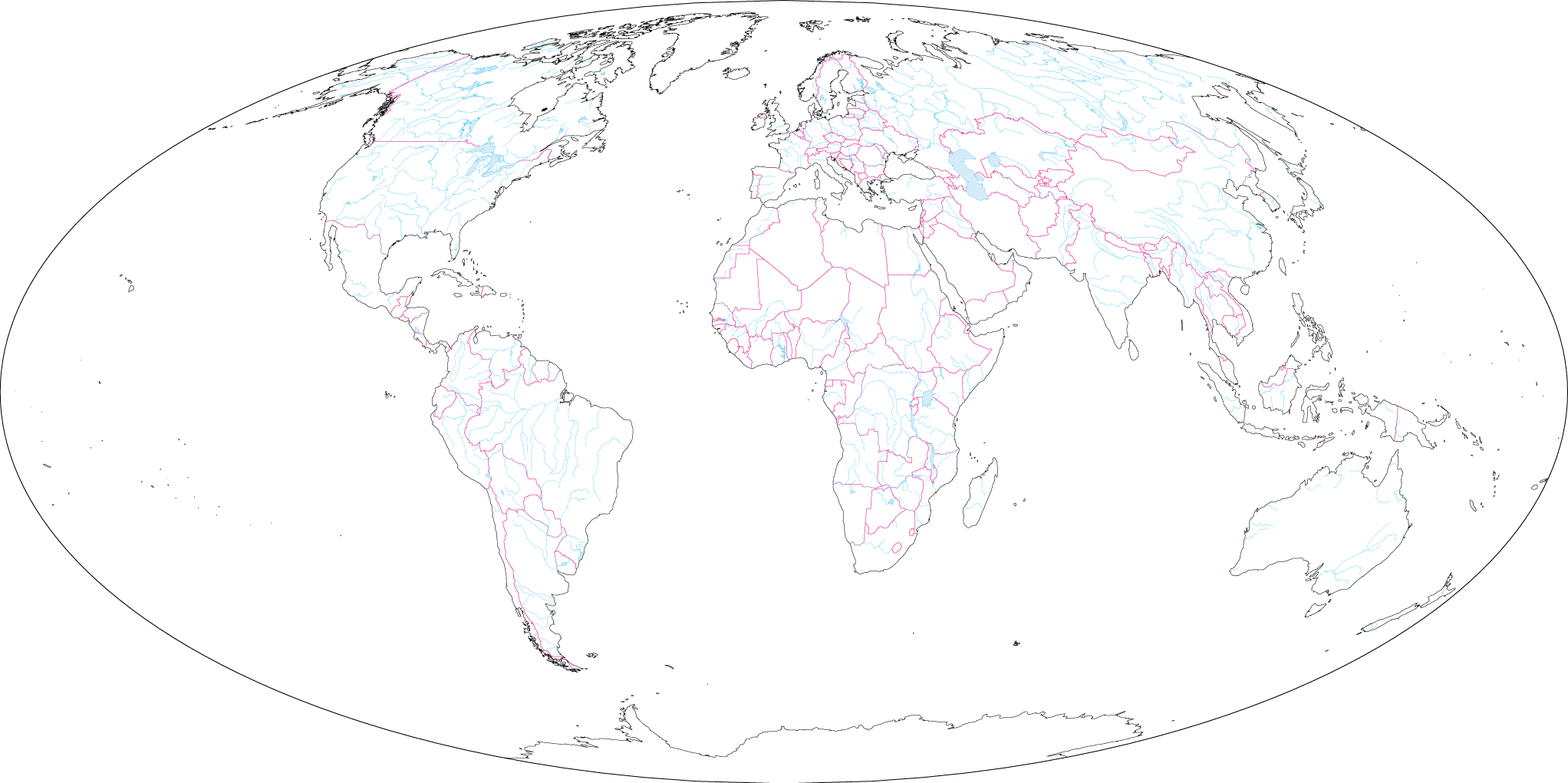 Mollwide projection - Europe center (With borders) image