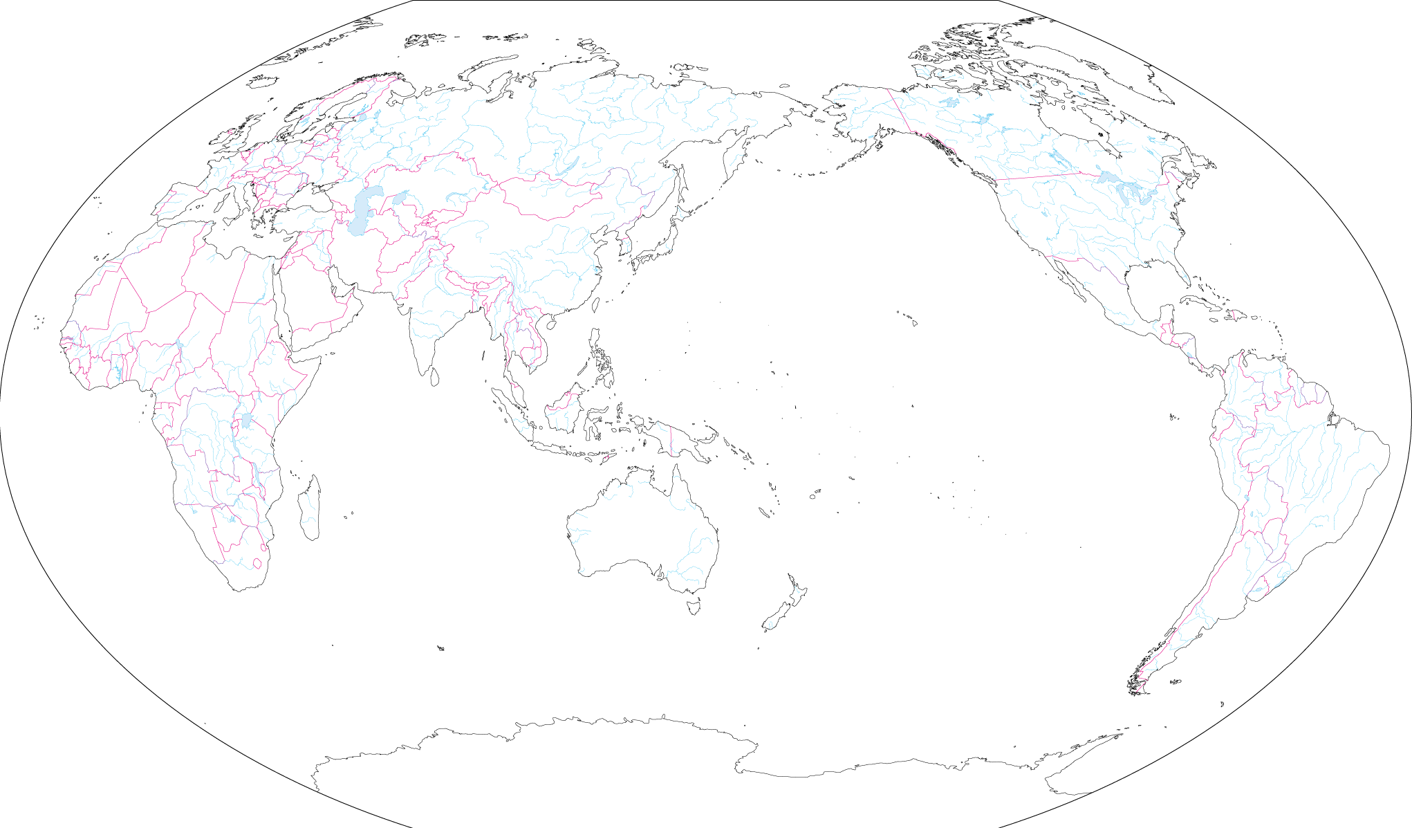 Winker projection - Asia center (With borders) image