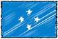 ミクロネシアの国旗手書き風フリー画像
