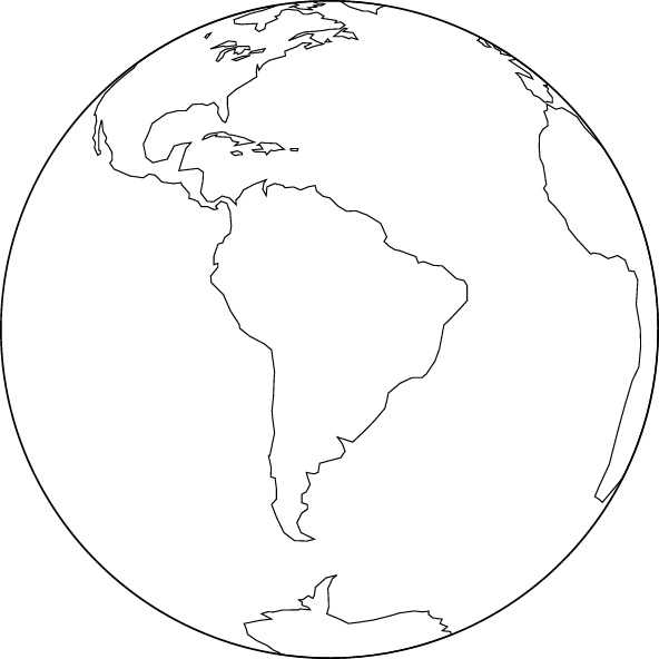 正射図法白地図(南アメリカ中心)の画像