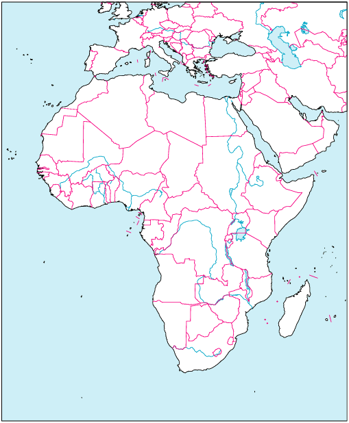 アフリカ地域地図(国境線あり)のフリー画像