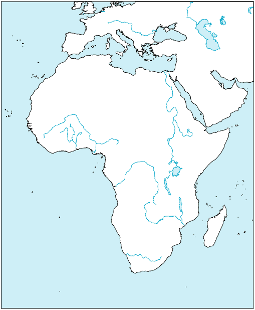 アフリカ地域地図(国境線なし)のフリー画像