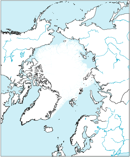 北極地域地図(国境線なし)のフリー画像