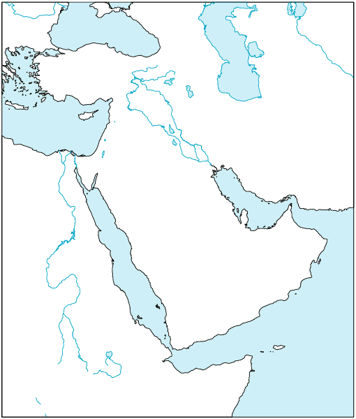 中東地域地図 国境線なし