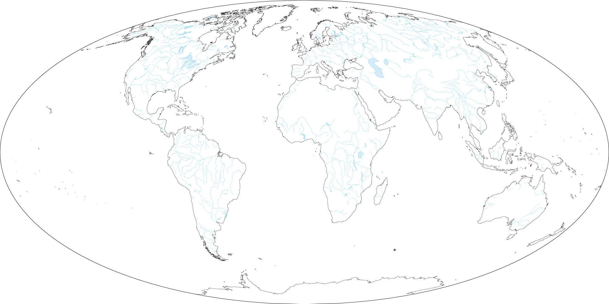 モルワイデ図法世界地図ヨーロッパ中心 国境なし